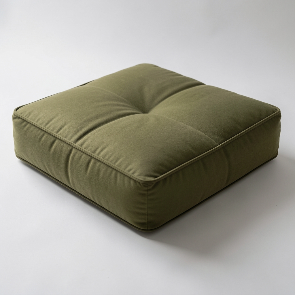 Almohadón cuadrado color verde oliva con relleno hipoalergénico