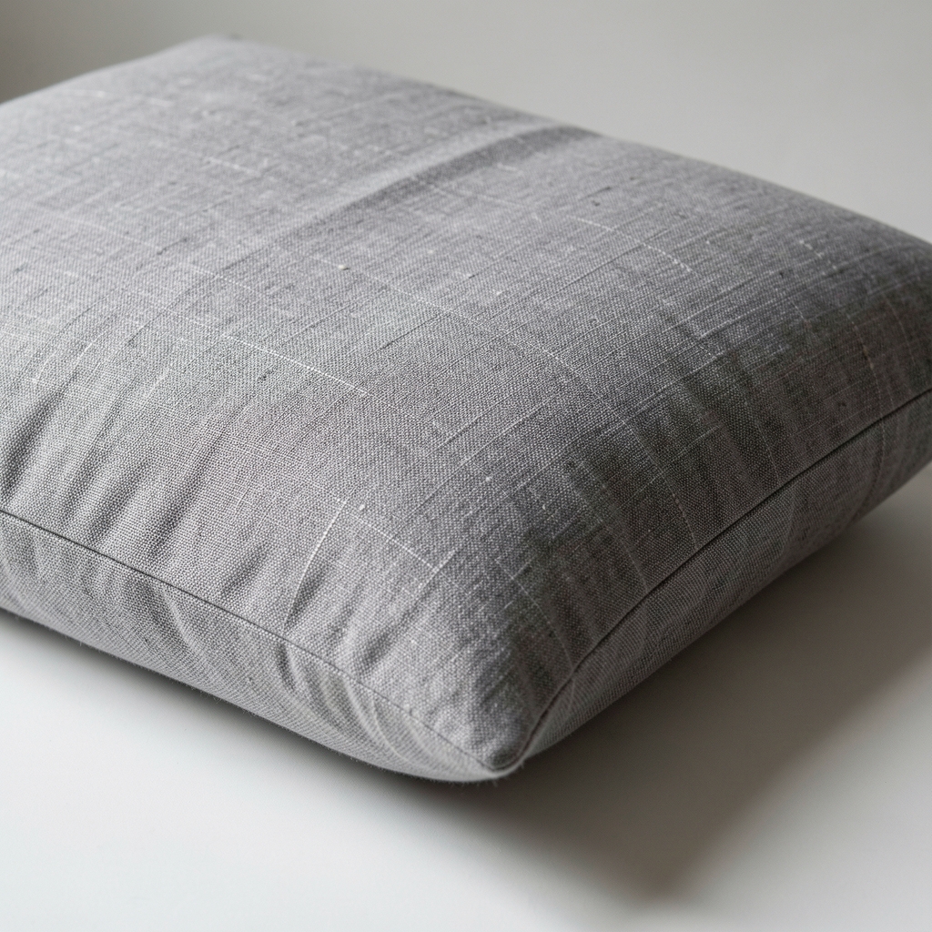 Almohadón gris en mezcla algodón-lino con acabado texturizado