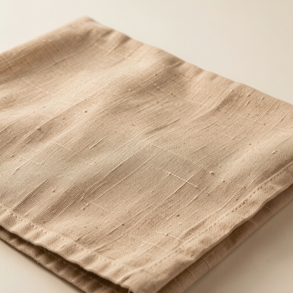 Manta de lino natural en tono arena con acabado semi-texturizado