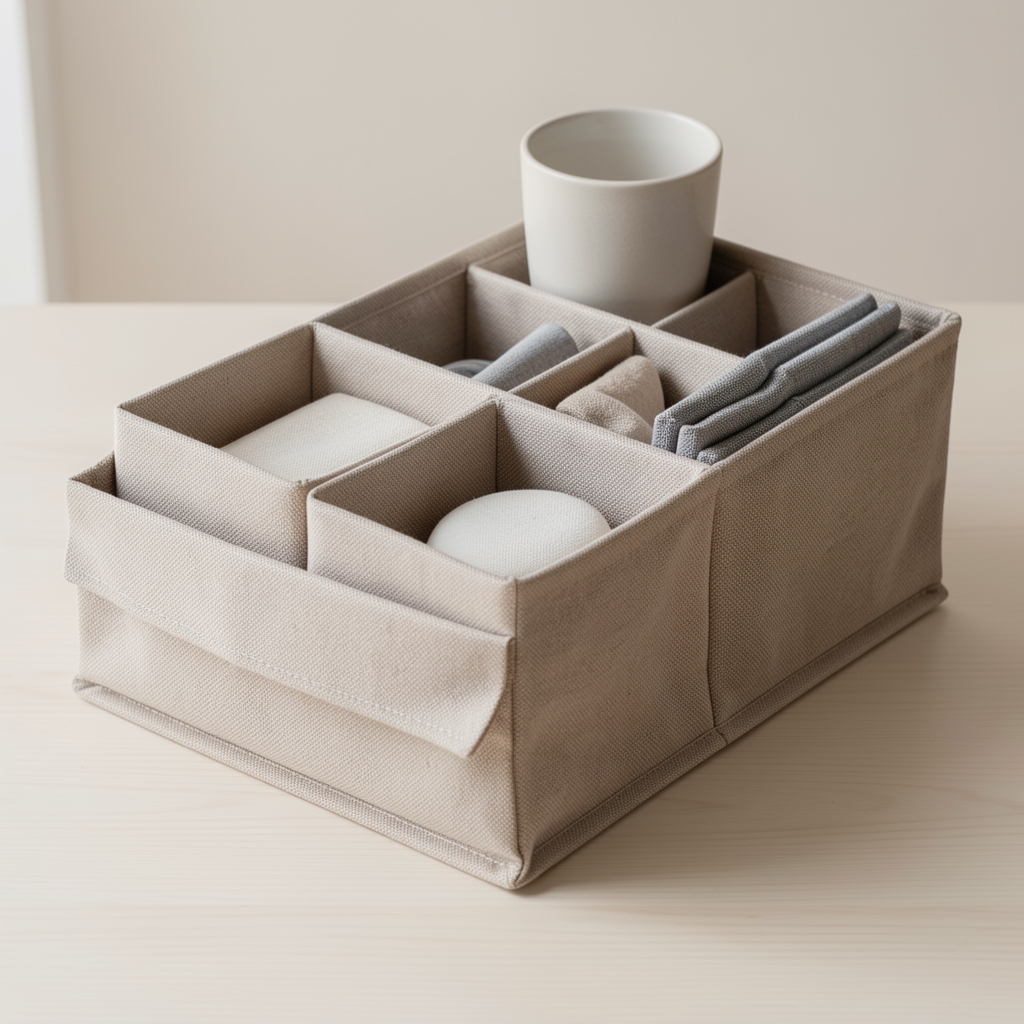 Set de organizadores textiles plegables para cajones en tonos neutros